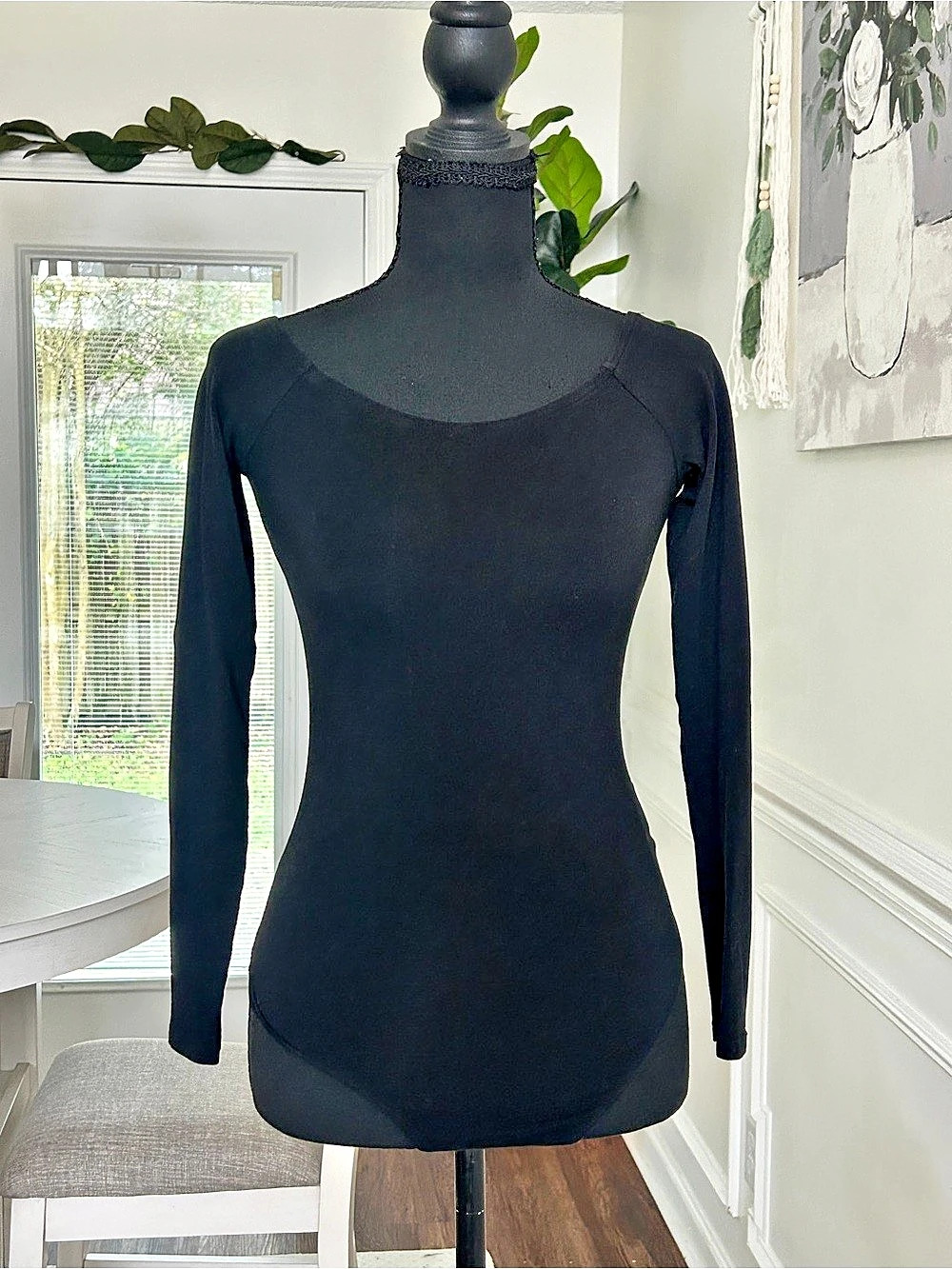 Express Long Sleeve Scoop Neck Bodysuit Black Bodysuit XS Petite